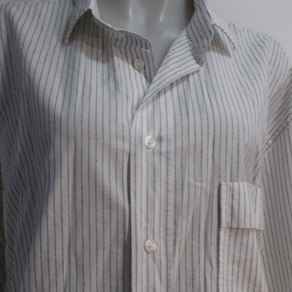 Mens Hugo Boss White, Black Striped Button Down Top XL - Picture 8 of 12